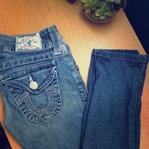 True religion medium wash skinny jean 25x30